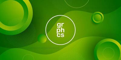 Abstract dynamic colorful green gradient illustration background with 3d look and simple circle with shadow pattern. Cool design. Eps10 vector