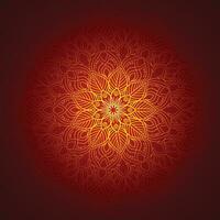 Decorative golden mandala on red background vector