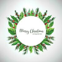 Hand draw decorative christmas wreath holiday card background vector