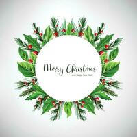 Hand draw decorative christmas wreath holiday card background vector