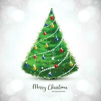 Beautiful shining christmas tree card background vector