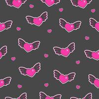 seamless pattern heart with wings, 2000s emo style, y2k aesthetic, vector pattern for textiles, t-shirts, packaging and more