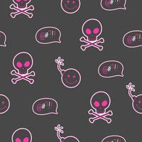 seamless pattern skull with bones, bomb, dialogue, 2000s emo style, y2k aesthetic, vector pattern for textiles, t-shirts, packaging and more