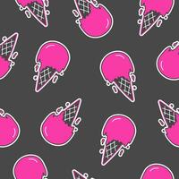 seamless ice cream pattern, 2000s emo style, black and pink, y2k aesthetic, vector pattern for textiles, t-shirts, packaging and more