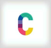 Creative abstract letter C multicolored linear logo. Modern lettering lines with new pop art colors. Font alphabet template. Creative education geometric.vector vector