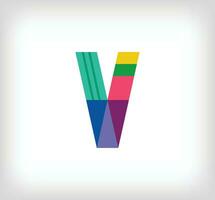 Creative abstract letter V multicolored linear logo. Modern lettering lines with new pop art colors. Font alphabet template. Creative education geometric.vector vector