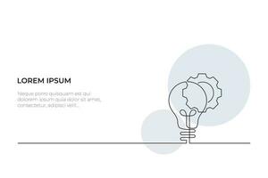 Continuous line drawing of lights and gears on a white background. - Vector