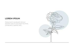 Continuous line drawing of rose flower white background. - Vector