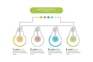 infographic, chart, diagram, graph, graphic, layout, option, presentation, report, strategy, timeline, data, idea, information, number, process, step. 4 Step lamp Infographic Template. vector