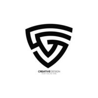 Letter Sg or Gs shield shape creative line art modern abstract monogram logo vector