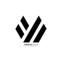 Simple line shape letter V with hexagon creative monogram business logo vector