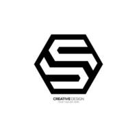 Hexagonal shape letter S with negative space monogram logo vector