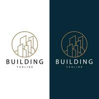 Modern City Building Logo Design, Luxurious and Simple Urban Architecture vector