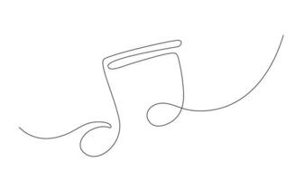 Continuous One line drawing musical note. Outline sketch in simple linear style. Editable stroke vector