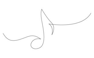 Continuous music note in one line drawing style. Hand drawn vector linear outline sketch. Editable stroke