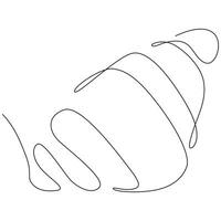 Continuous one line drawing of croissant. Linear silhouette of pastry icon. Editable stroke. Vector illustration