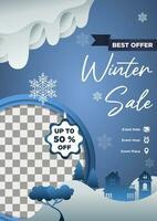 Poster Template Winter Sales Exclusive Design vector