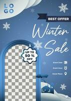 Poster Template Winter Sales Exclusive Design vector