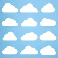 nubes colección en plano diseño estilos, nube conceptos, nubes elemento, nubes caroon estilo, en un plano diseño. blanco nube recopilación, conjunto de nueve blanco nubes objetos vector