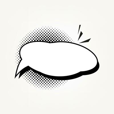 a white promotion bubble shape and element with black halftone abstract on white background. Vector, illustration used for marketing banner concept design