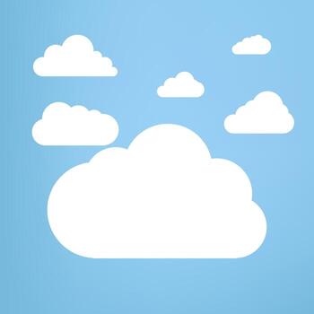 White Couds elements groups, and clouds on isolated blue background, and Groups of white Clouds collection in flat design styles, cloud concept templates vector