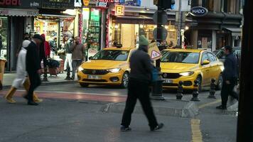 Turkey istanbul 12 january 2023. Taxi car in the street in Istanbul video