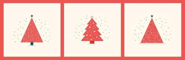 minimal red Christmas tree vector illustration