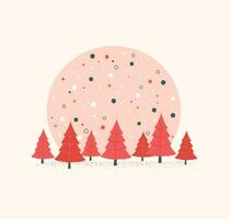 minimal red Christmas tree background vector illustration