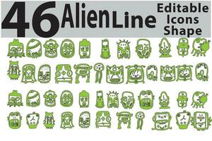 Alien Line Editable Icons Shape vector