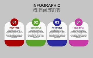 infographic template with 4 colorful steps for presentations, business and posters. vector