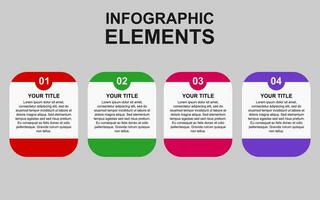 infographic template with 4 colorful steps for presentations, business and posters. vector