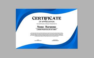 certificate template in blue color for business and education appreciation abstract style vector