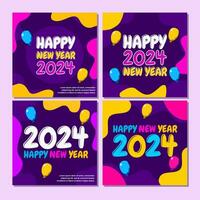 2024 new year feed design for social media with purple background. vector