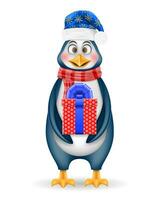 christmas penguin new year holiday symbol vector illustration isolated on white background