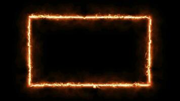Fire effect frame animation. repetition of burning fire effect. Flame rectangle border blazing video