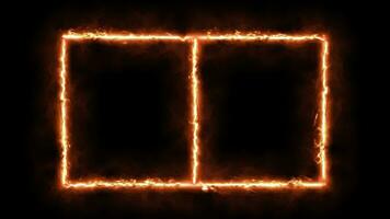 Fire effect frame animation. VS repetition of burning fire effect. Flame rectangle border blazing video