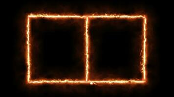 Fire effect frame animation. VS repetition of burning fire effect. Flame rectangle border blazing video