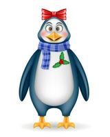 christmas penguin new year holiday symbol vector illustration isolated on white background