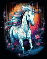 View of a Unicorn Illustration and Colorful Tree Design photo