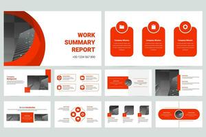 Red minimal business work report slide presentation template vector