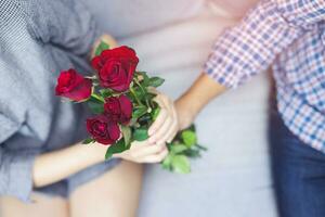 Red roses on valentines day photo