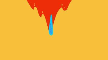 Abstract blue and yellow liquid transition on red plain background video