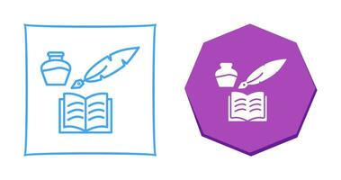 Unique Quill and Book Vector Icon