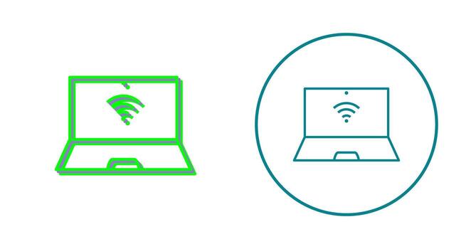 Unique Connected Laptop Vector Icon