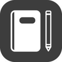 Notebook icon in black square. png