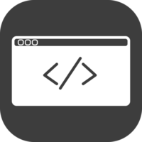 Symbol programming icon in black square. png