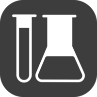 Test tube icon in black square. png