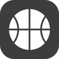 Basketball icon in black square. png