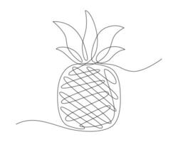 Continuous one single line drawing of pineapple fruit icon vector illustration concept