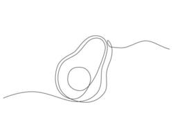 Continuous one simple single abstract line of avocado on a white background. Linear stylized. vector